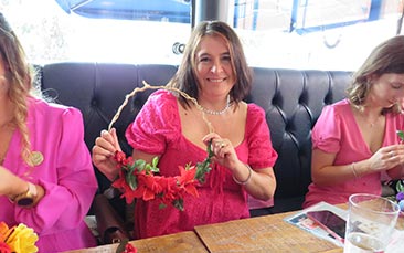 mobile floral wreath making hen party