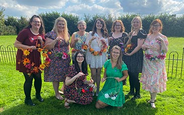 mobile floral wreath making hen party